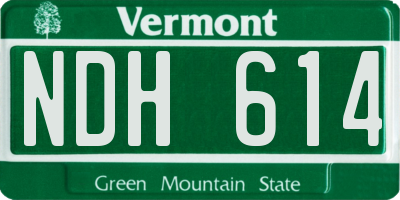 VT license plate NDH614
