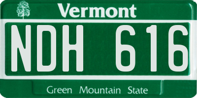 VT license plate NDH616
