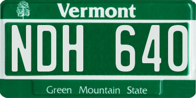 VT license plate NDH640