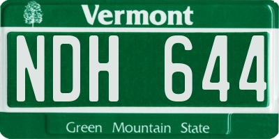 VT license plate NDH644