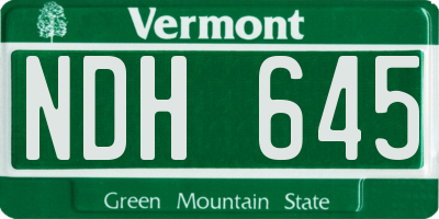 VT license plate NDH645