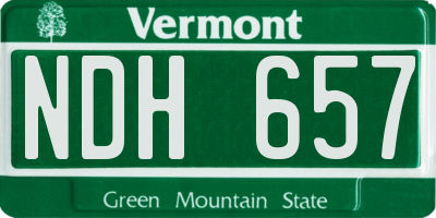 VT license plate NDH657