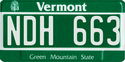 VT license plate NDH663