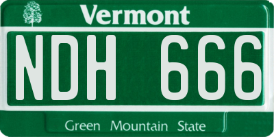 VT license plate NDH666