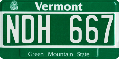 VT license plate NDH667