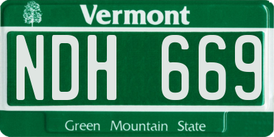 VT license plate NDH669