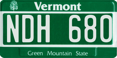 VT license plate NDH680