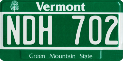 VT license plate NDH702