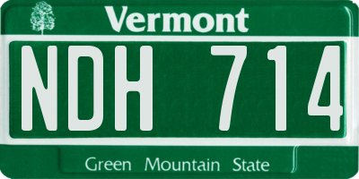 VT license plate NDH714