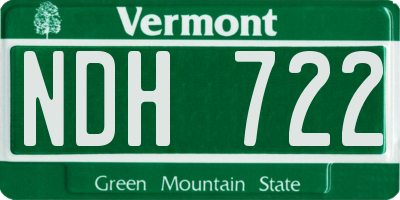 VT license plate NDH722