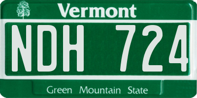 VT license plate NDH724