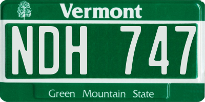 VT license plate NDH747
