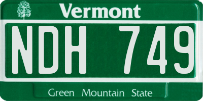 VT license plate NDH749
