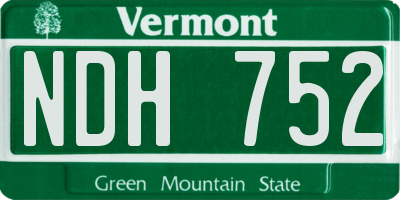 VT license plate NDH752