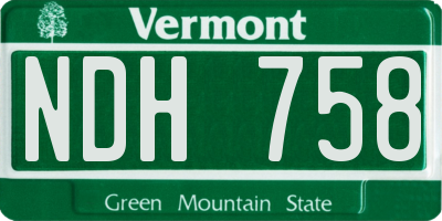 VT license plate NDH758