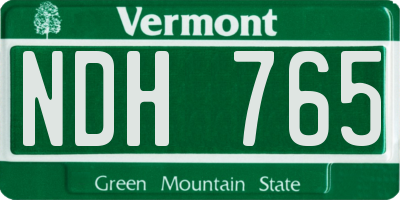 VT license plate NDH765