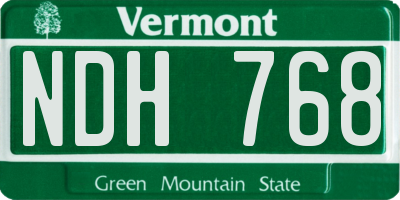 VT license plate NDH768
