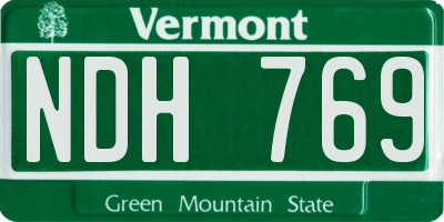 VT license plate NDH769