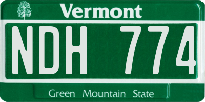 VT license plate NDH774