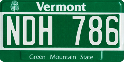 VT license plate NDH786