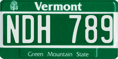VT license plate NDH789