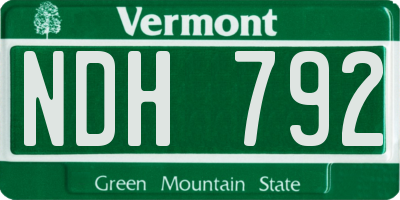 VT license plate NDH792