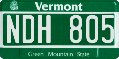 VT license plate NDH805