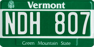 VT license plate NDH807