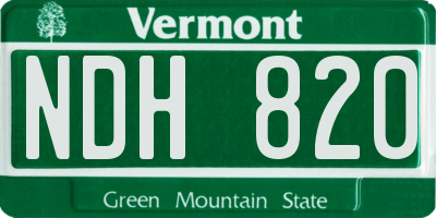 VT license plate NDH820