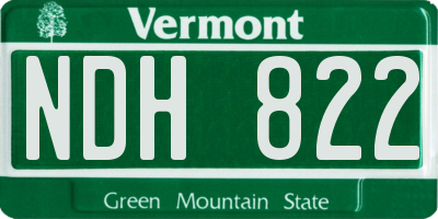 VT license plate NDH822