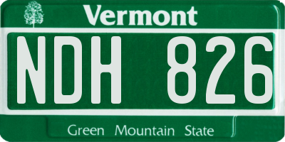 VT license plate NDH826