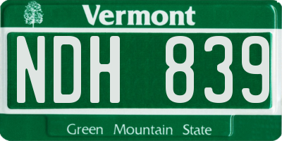 VT license plate NDH839