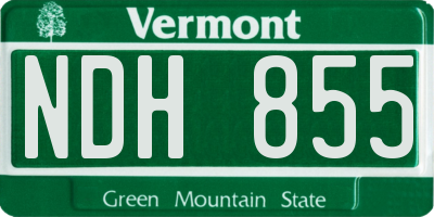 VT license plate NDH855