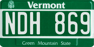 VT license plate NDH869
