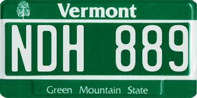 VT license plate NDH889