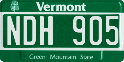 VT license plate NDH905