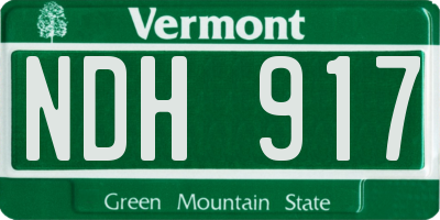 VT license plate NDH917