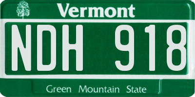 VT license plate NDH918