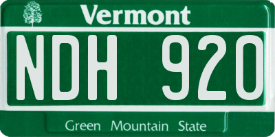 VT license plate NDH920
