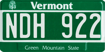 VT license plate NDH922