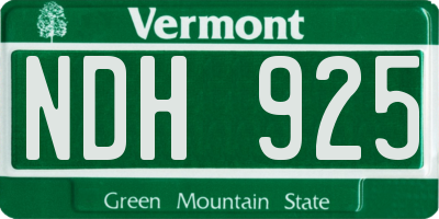 VT license plate NDH925