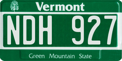 VT license plate NDH927