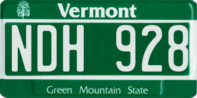 VT license plate NDH928