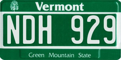 VT license plate NDH929