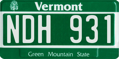 VT license plate NDH931