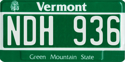 VT license plate NDH936
