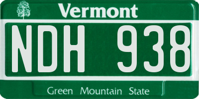 VT license plate NDH938