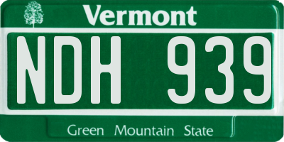 VT license plate NDH939