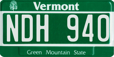 VT license plate NDH940