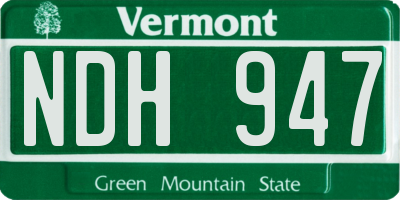 VT license plate NDH947